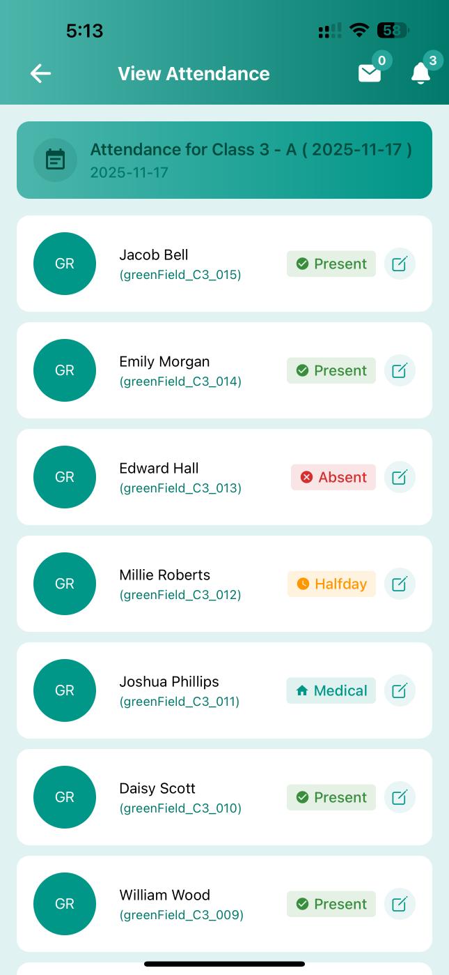 Take Attendance Screen