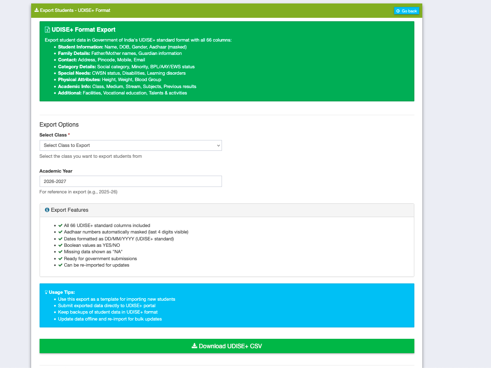 UDISE+ Portal Dashboard