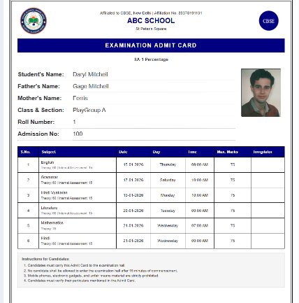 Admit Card 2
